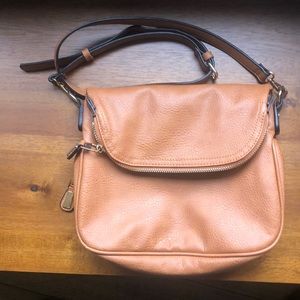 Buttery tan leather messenger bag
